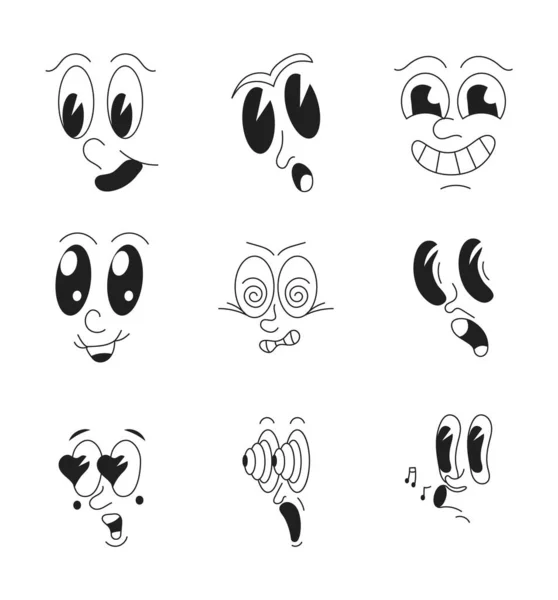 Mascot Characters Set Vector Retro 30S Cartoon Style Cute Funny — Vetor de Stock