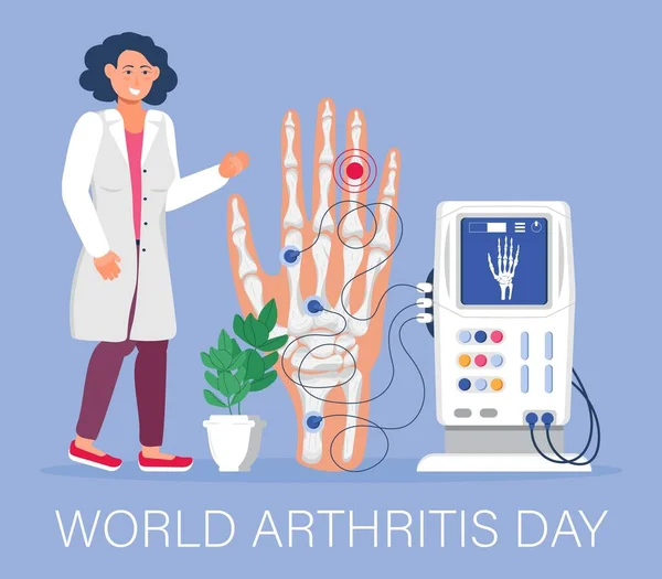 World Arthritis Day October Concept Vector Doctor Treat Rheumatism Osteoarthritis — Stockvector