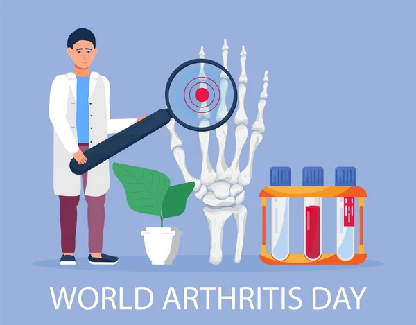 World Arthritis Day October Concept Vector Doctor Treat Rheumatism Osteoarthritis — 图库矢量图片