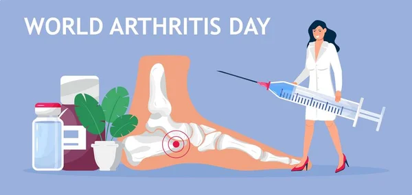 World Arthritis Day October Concept Vector Doctor Treat Rheumatism Osteoarthritis — Archivo Imágenes Vectoriales