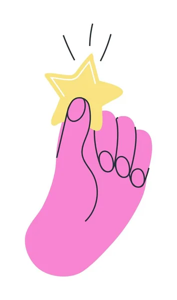 Colorful Hand Holding Star Different Gestures Sign Vector Doddle Style — Vettoriale Stock