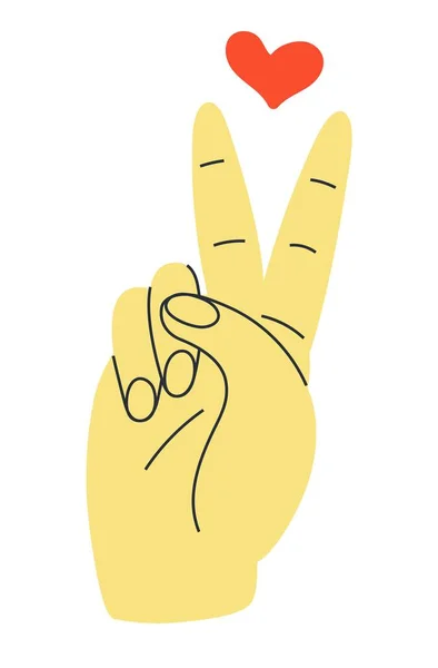 Colorful Hand Show Victory Sign Different Gestures Sign Vector Human — 图库矢量图片