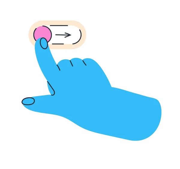 Colorful Handspress Button Different Gestures Sign Vector Human Hand Switch —  Vetores de Stock