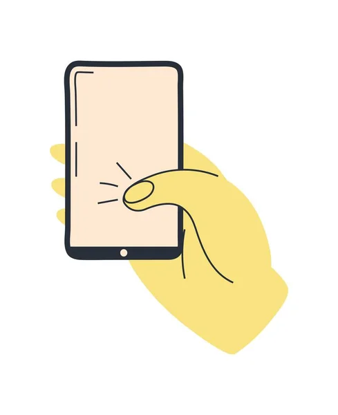 Colorful Hands Holding Smartphone Different Gestures Sign Vector Human Hand — 图库矢量图片