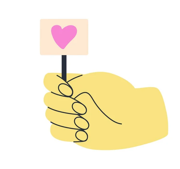Πολύχρωμα Χέρια Κρατώντας Πανό Καρδιά Διαφορετικές Χειρονομίες Υπογράφουν Διάνυσμα Ανθρώπινο — Διανυσματικό Αρχείο