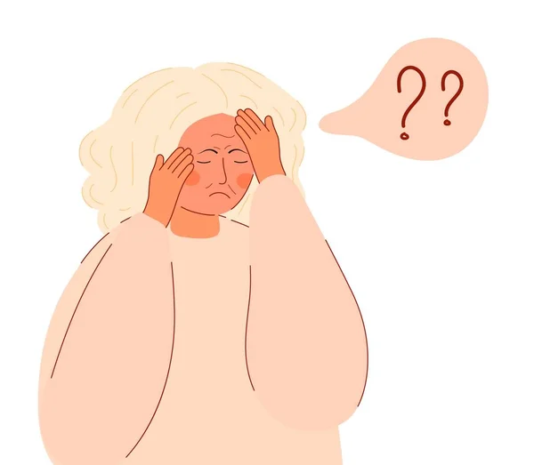 Senior Woman Mental Problems Alzheimer Old Woman Neurology Health Care — Stockvector
