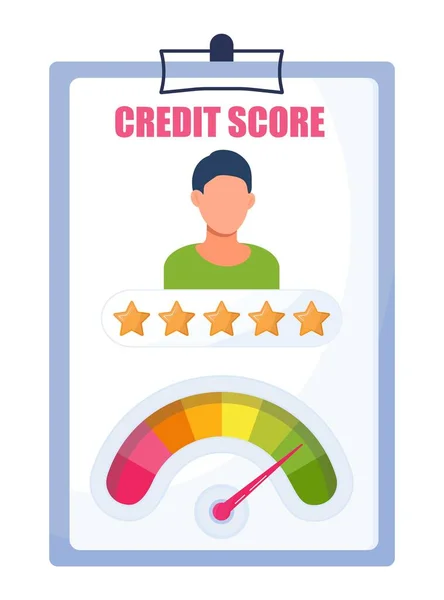 Credit Score Bank Concept Vector Bank Managers Examine Client Credit — Wektor stockowy