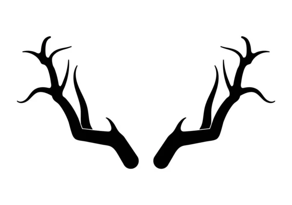 Deer Antlers Vector Hand Drawn Silhouettes Hunting Trophies Silhouette Horns — Stock Vector