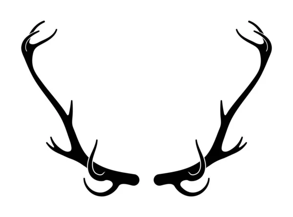 Vecteur Bois Cerf Silhouettes Dessinées Main Trophées Chasse Silhouette Des — Image vectorielle