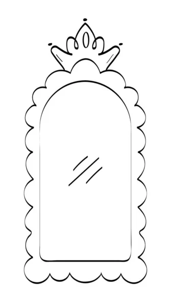 Couronne Miroir Vecteur Réglé Dans Style Doodle Roi Reine Couronne — Image vectorielle