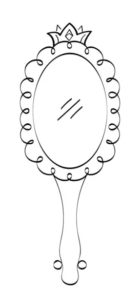 Corona Specchio Vettore Impostato Stile Doodle Regina Corona Confine Foto — Vettoriale Stock