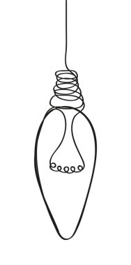 Ampul vektörü, dodle stili. Beyin fırtınası vektör konsepti. Çizgi eğimli ampul. El yapımı elektrik lambası, ampul..