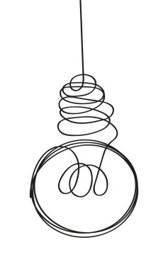 Ampul vektörü, dodle stili. Beyin fırtınası vektör konsepti. Çizgi eğimli ampul. El yapımı elektrik lambası, ampul..