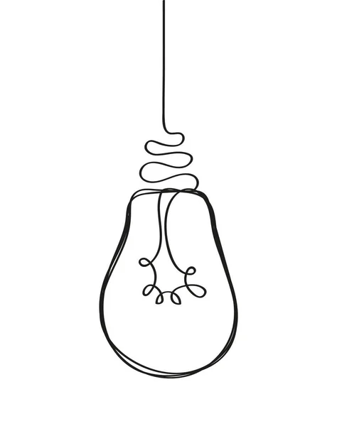 Lampvector Lijn Dodle Stijl Brainstormvector Concept Lampje Met Lijncurve Handgetekende — Stockvector