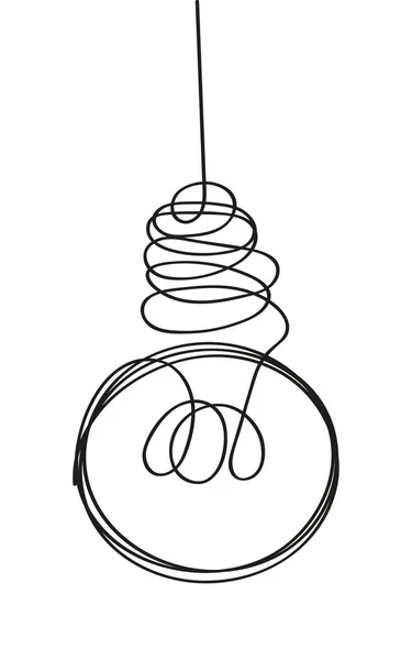 Ampoule Vecteur Ligne Style Dodle Brainstorming Concept Vectoriel Ampoule Avec — Image vectorielle