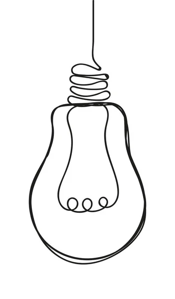 Lampvector Lijn Dodle Stijl Brainstormvector Concept Lampje Met Lijncurve Handgetekende — Stockvector
