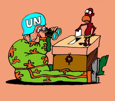 üçüncü dünya için demokrasinin kurulması. karikatür