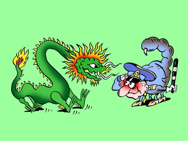 Caricature. Dragon laws — Stock Photo, Image