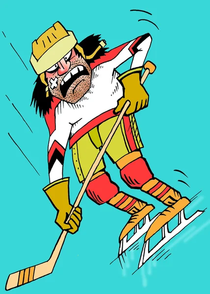 Karikatur. Verzweifelter Eishockeyspieler — Stockfoto