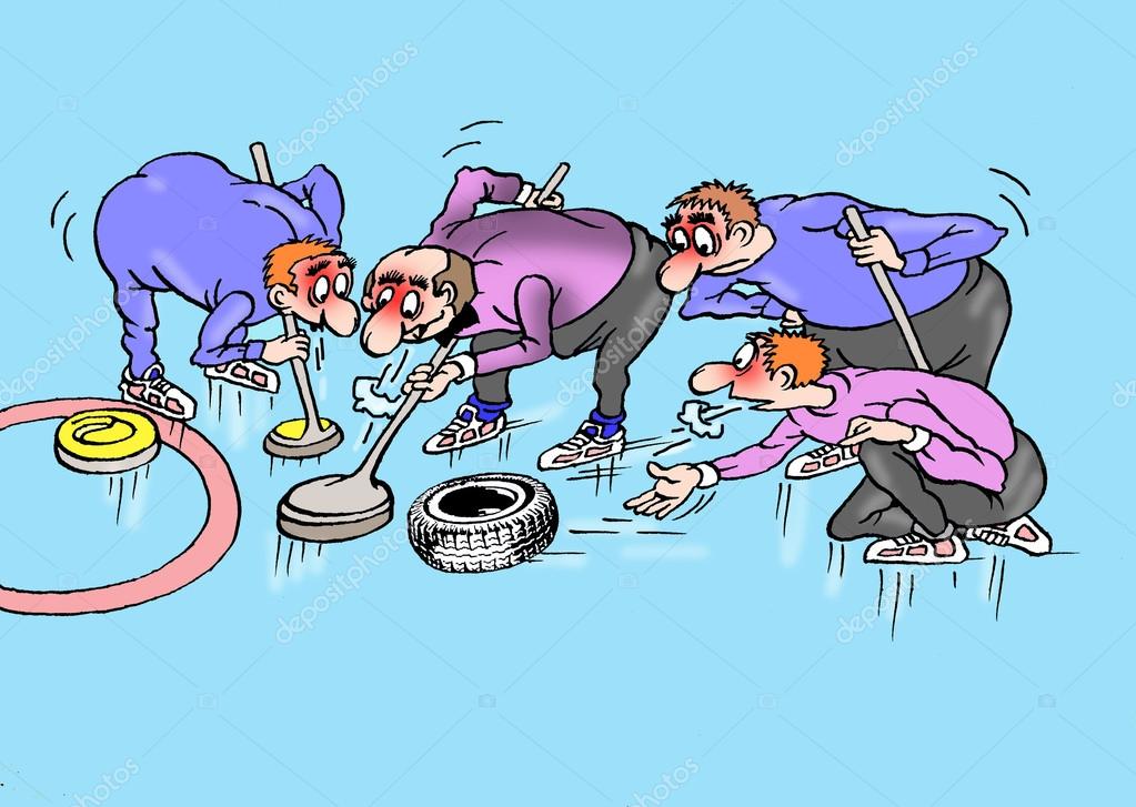 Karikatur. Eisstockschießen Stockfotografie lizenzfreie Fotos
