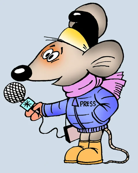 Caricature. Journaliste souris — Photo