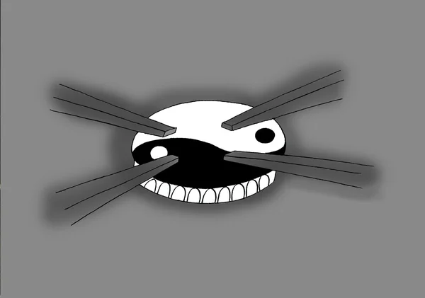 Karikatür. yin yang Gaz brülörlü — Stok fotoğraf