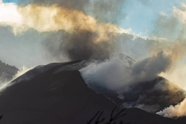 Pohled Erupci Sopky Cumbre Vieja Palma — Stock fotografie