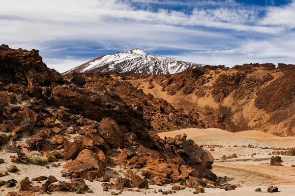 Teide behind vulcanic rock. — Stock Photo, Image