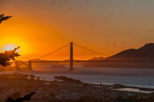 Pont porte dorée au coucher du soleil . — Photo