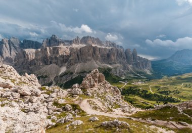 sella grup şeklinde Yaylası massif içinde dolomites, İtalya.