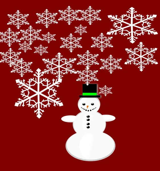 Tarjeta de felicitación de Navidad Vector muñeco de nieve . — Vector de stock