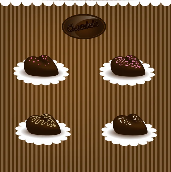Coeurs de bonbons au chocolat ensemble — Image vectorielle
