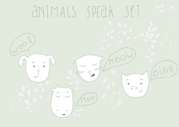 Animals speak set — Stock Vector