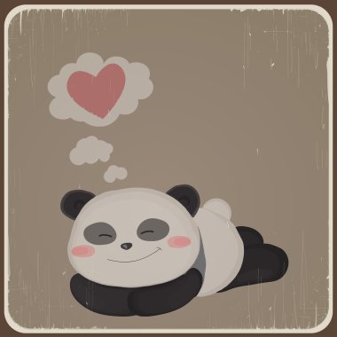 sevimli panda ile kart.