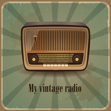 eski radyo ile Retro kartı. antika arka plan