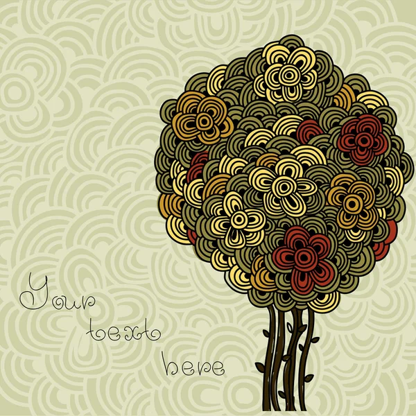 Dibujado a mano adornado árbol Doodle Vector Ilustración — Vector de stock