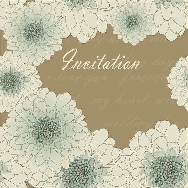 Запрошення або весільна листівка з хризантемою — стоковий вектор