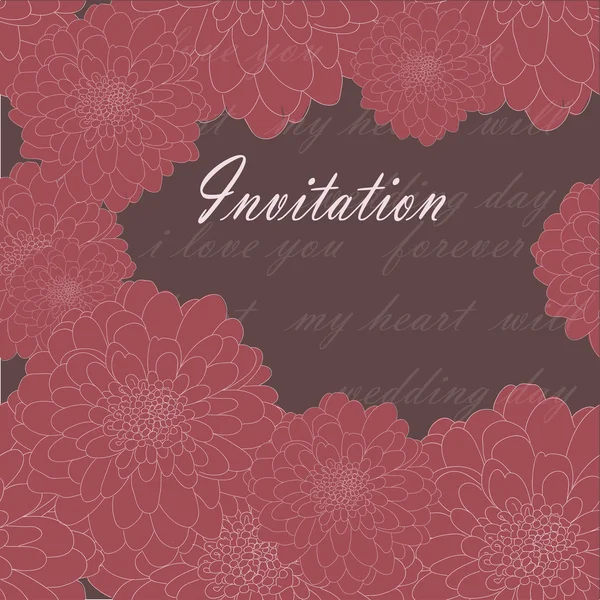 Запрошення або весільна листівка з хризантемою — стоковий вектор