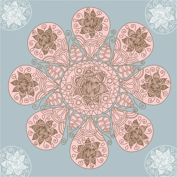 Ornamental lace pattern, circle background with many detail — Stock Vector