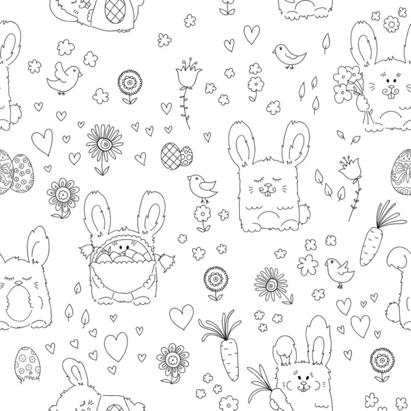 Cute seamless pattern with bunnies — Stock Vector