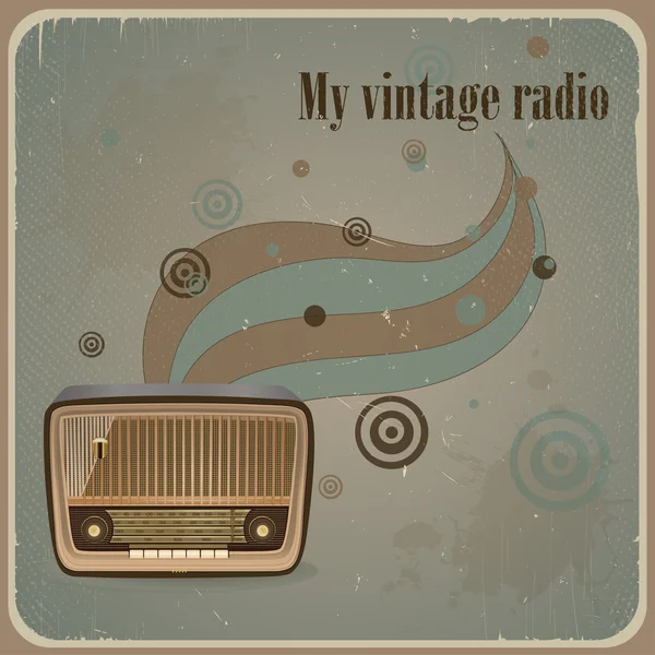 Retro kaart met oude radio. Vintage achtergrond — Stockvector