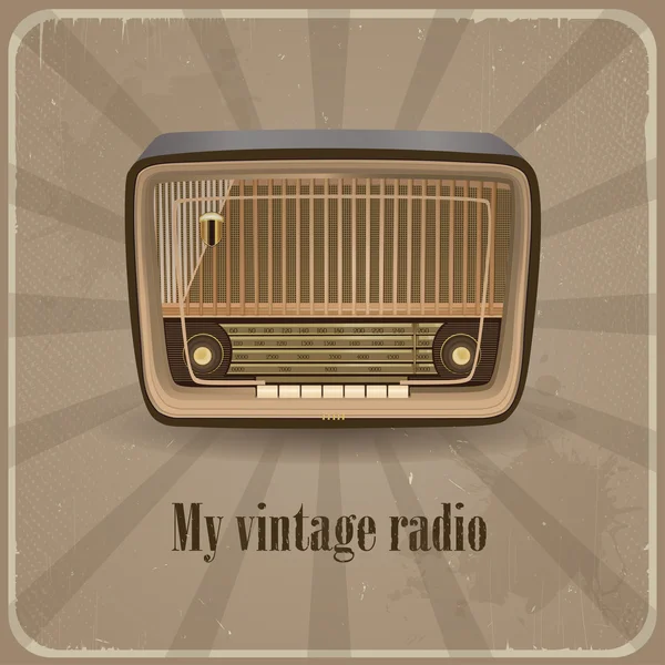 Retro kaart met oude radio. Vintage achtergrond — Stockvector