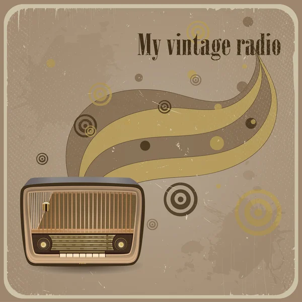 Eski radyo ile Retro kartı. antika arka plan — Stok Vektör