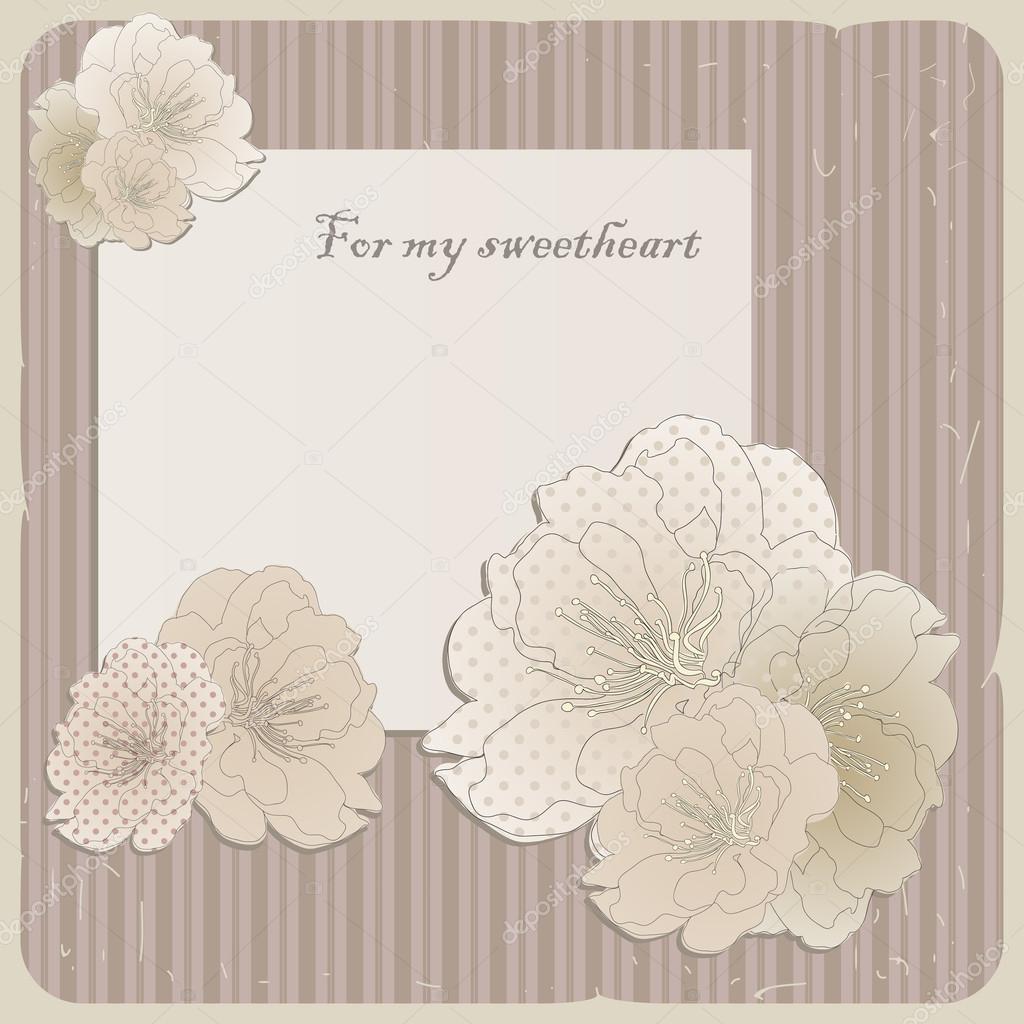 Vector sweet vintage card with sacura flowers
