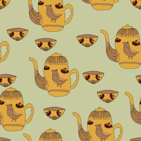 Retro russian tea seamless pattern