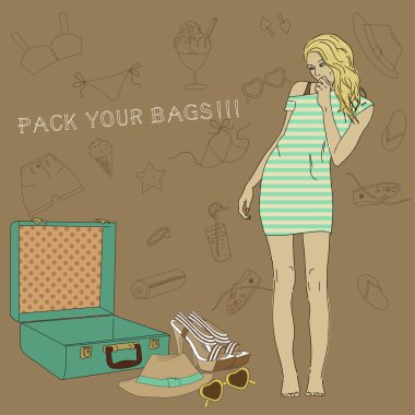 Girl who collects a suitcase