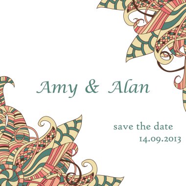 Dekoratif unsur köşeleri. soyut bir davetiye. kart için dalga tasarım şablonu. düğün davetiyesi. EPS 10