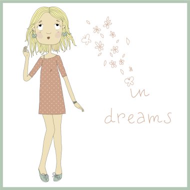 moda güzel kız ile yumuşak süslü eps 10 mürekkep onwhite arka plan çizilmiş