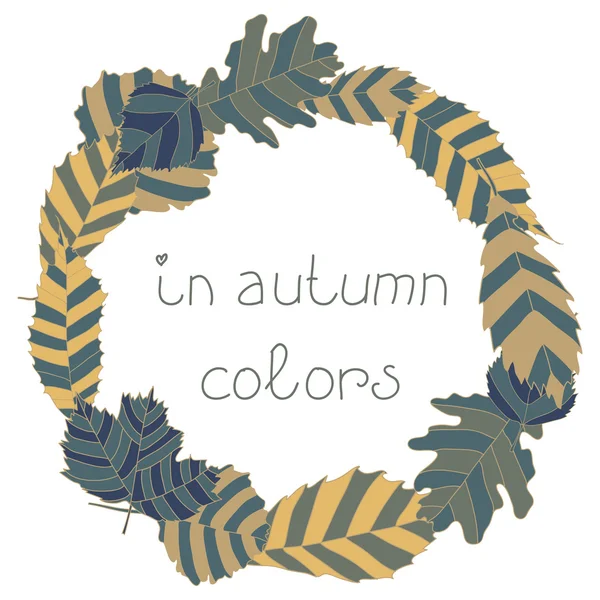 La cornice circolare delle foglie autunnali. Cartolina colori autunnali — Vettoriale Stock