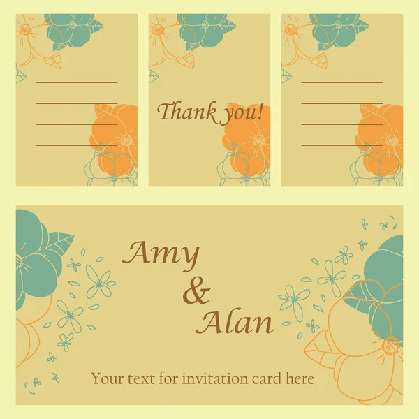 Um conjunto de cartões de convite de casamento. Cartões de convite com flores delicadas. Eps 10 Vetores De Bancos De Imagens Sem Royalties